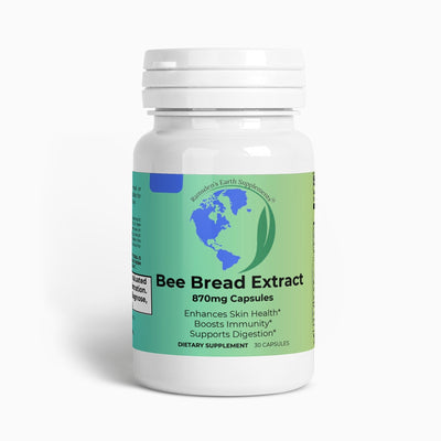 Ramsden's Earth Supplements Bee Bread Extract bottle for natural energy, immune support, and vitality.